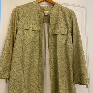 Christopher & Banks Women's shirt 3/4 length sleeve, size M, color Green print